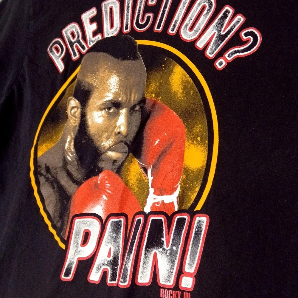 Rocky III Prediction? Pain! Shirt Mens Medium Black Mr. T Clubber Lang Movie Tee
